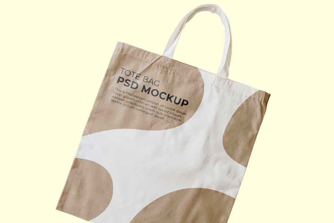 Brown and white Tote PSD bag mockup